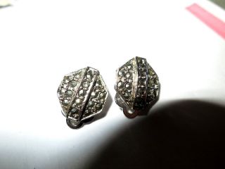 Wonderful Quality Vintage Silver Marcasite Clip On Earrings