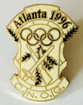 Guinea Cnog Sword Rifle Gun Design Atlanta 1996 Olympics Pin Badge Vintage (e11)