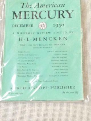 H L.  Mencken,  James Stevens / The American Mercury December 1930