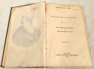 1886 BOOK DARWIN ' S SELECT THE ORIGIN OF SPECIES & THE DESCENT OF MAN 2