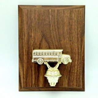 School Bus Plaque Vtg Award Metal Wood Trophy Wall Hanging Blank Personalize