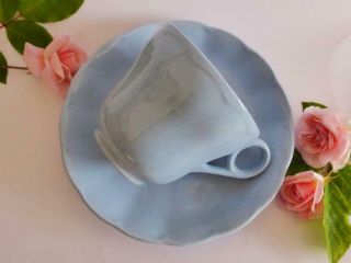 Vintage Blue Tea Cup and Saucer,  1940 - 1950 English Grindley Lupin Petal China 2