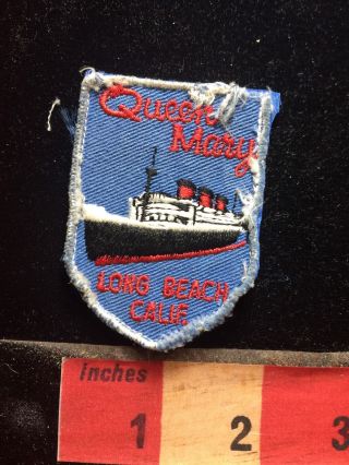 Vtg Rms Queen Mary Long Beach California Patch - Ocean Liner Ship 75wo