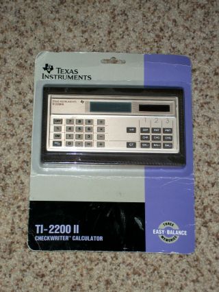 Vintage Texas Instruments Ti - 2200 Ii Checkbook Calculator W/ Wallet