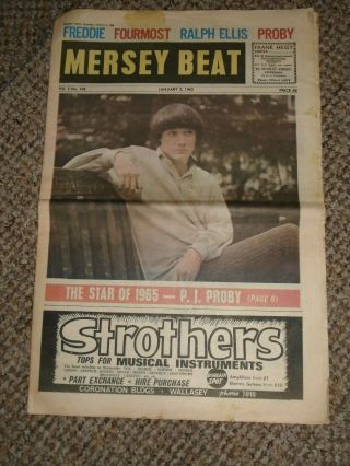Jan 1965 Mersey Beat Liverpool Music Scene Paper P.  J.  Proby Cover,  Clayton Sqs Bac