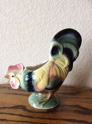 Vintage Royal Copley Colorful Ceramic Rooster Planter