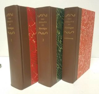 3 Volume The Essays Of Michel De Montaigne Heritage Press Vg,  Slipcase Marbled