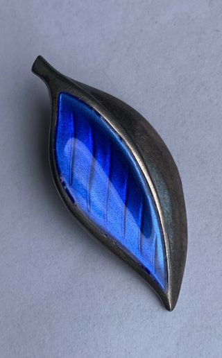 Vintage David Andersen Blue Enamel & Sterling Clip On Earring 2
