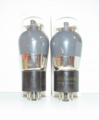 Matched Pair - Sylvania 6v6g Smoked Glass Amplifier Tubes.  Tv - 7 Test Strong.