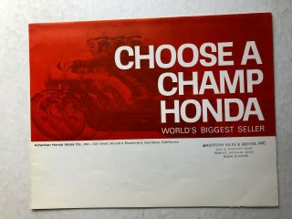 Vintage Brochure Honda Motor Cycle 1965 1