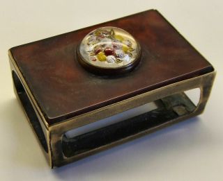 A Vintage Brass & Catalin Match Box Holder - With Decorative Mount