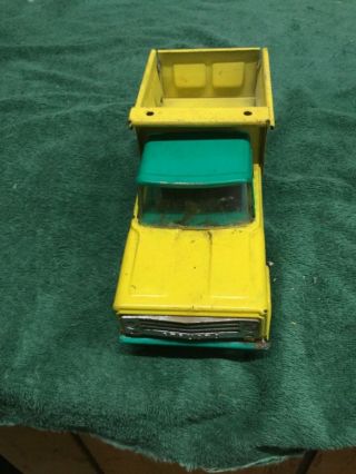 Vintage Structo Pressed Steel Dump Truck Yellow And Green