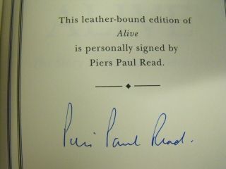 ALIVE STORY OF ANDES SURVIVORS LEATHER BOUND SIGNED EDITION BY PIERS PAUL READ 3