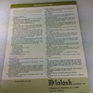 McIntosh Stereo C 28 Preamplifier 4 page Advertising Brochure - 3