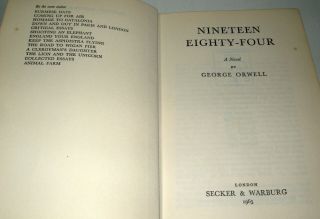 Nineteen Eighty Four - George Orwell - HB/DJ,  1965 Reprint 2