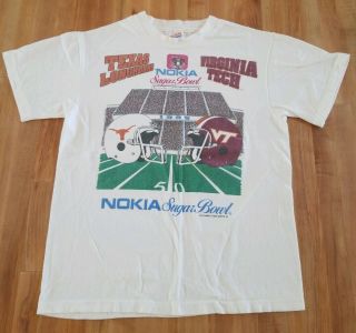 Texas Longhorns Virginia Tech Hokies 1995 Sugar Bowl Shirt M Vintage Vtg Ncaa
