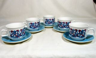 5 Retro Vintage Staffordshire Potteries Ltd.  Ironstone Cup And Saucers,  1 Cup