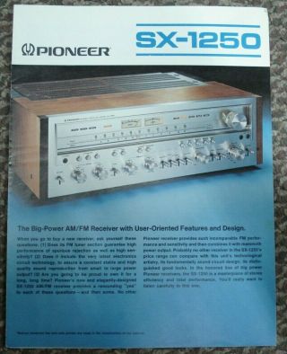 Vintage Pioneer Sx - 1250 Specifications And Information