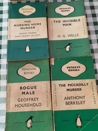 4 Green Vintage Penguine Books - Mystery And Crime