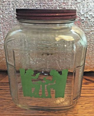 Vintage Tst Hall Pattern Tavern Silhouette Jar With Lid Anchor Hocking
