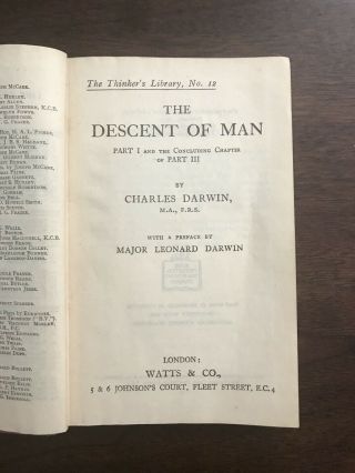 1945 Pocket Size The Descent Of Man By Charles Darwin (Part 1 & End Of Part 3) 3