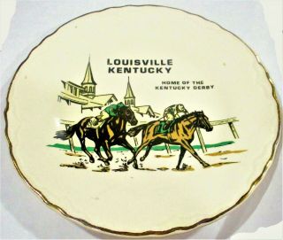 Vintage White Glass Plate - Louisville,  Kentucky,  Home Of The Kentucky Derby