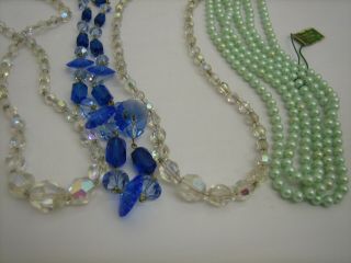 4 X Vintage Necklaces,  3 Crystal And 1 Pearl.  F - 9014 - Cc - W33