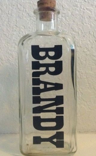 Vtg Tcw Co.  Decanter Bottle W/cork Brandy Bar Spirit 10 " Tall Spellout Glass Usa