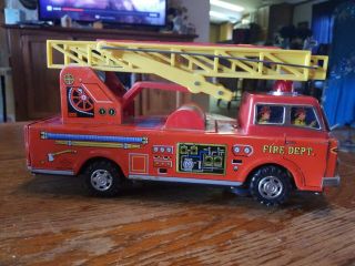 Vintage Tin Litho Toy Chief Fire Truck Battery Operated