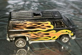 Vintage 1974 Hot Wheels Van Black With Flames Hong Kong Die Cast Blackwall