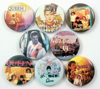 Queen Button Badges 8 X Vintage Queen Pin Badges Freddie Mercury