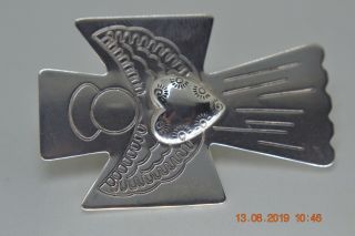 Vintage Carolyn Pollack Sterling Silver Angel Cross Heart Pendant Brooch Pin