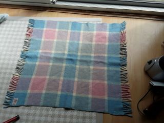 Vintage Otterburn Mill Baby Blanket/pram Rug Pink & Blue Vgc