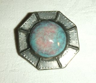 Vintage Arts & Crafts Ruskin & Pewter Pin Brooch By Prentice,  Chipping Campden