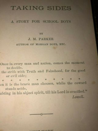 TAKING SIDES BY J.  M.  PARKER 1876 CLAREMONT MANUFACTURING CO NH 2