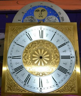 Vintage German Clock Face With Moving Moon Grandfather Clock 14 3/4 " X 11 "