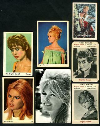 Vintage Brigitte Bardot Seven (7) Colour/bw Cards 1950/60s Wowwwwww