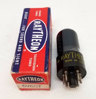 Raytheon 6v6 - Gt Vacuum Tubes Nos/nib Usa,  Smoke Glass Tested/auditioned In Amp