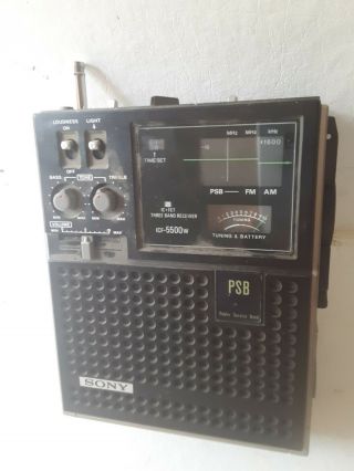 Sony Icf - 5500w Portable 3 - Band Am / Fm / Psb Radio Not