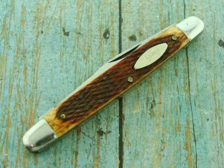 Vintage Sabre Japan Folding Bone Stag Equal End Jack Pocket Knife Knives