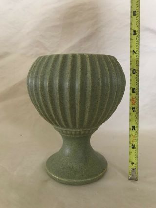 Vintage Mccoy Pottery Pedestal Planter Vase Floraline 407 Green Ribbed Decor