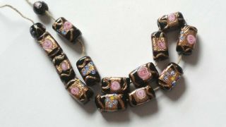 Vintage Art Deco Loose Hand Decorated Wedding Cake Glass Beads 2