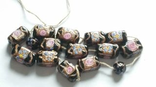 Vintage Art Deco Loose Hand Decorated Wedding Cake Glass Beads 3