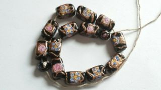 Vintage Art Deco Loose Hand Decorated Wedding Cake Glass Beads 4