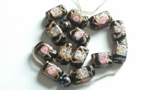 Vintage Art Deco Loose Hand Decorated Wedding Cake Glass Beads 5