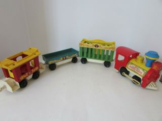 Vintage Fisher Price 991 4 Pc Little People Circus Train 1973 Pull Toy