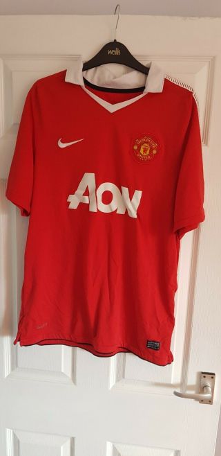 Retro Vintage Manchester United 2010/11 Home Shirt Size Large Football Shirt Vgc