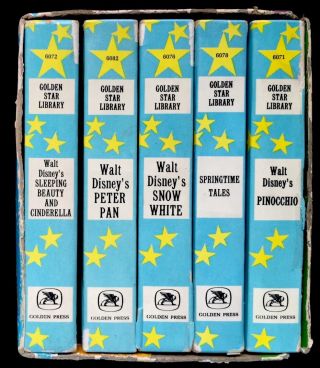 DISNEY ' S GOLDEN LIBRARY BOX SET 5 Books W/ Slipcase Cinderella,  Peter Pan 2