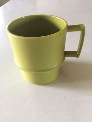4 Vintage Tupperware Stacking Coffee Cup Mug 1312 Orange Green Brown Gold EUC 4