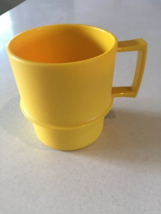 4 Vintage Tupperware Stacking Coffee Cup Mug 1312 Orange Green Brown Gold EUC 5